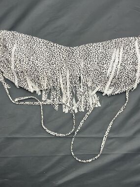 Xhilaration White and Black Leopard Fringe Bikini Halter Top Size XL